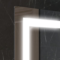Specchio Bagno a Parete Cornice Luce LED a 3 Colori Mensola in Vetro 50x12x70 cm