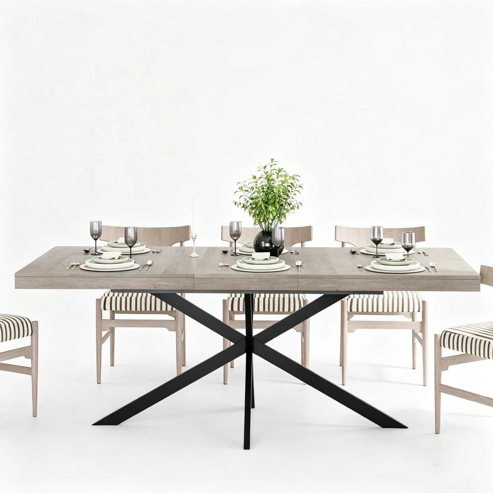 Tavolo da Pranzo Allungabile Rettangolare con Vano Contenitore ¨C MINIMAL ¨C Grigio, 140-180 cm