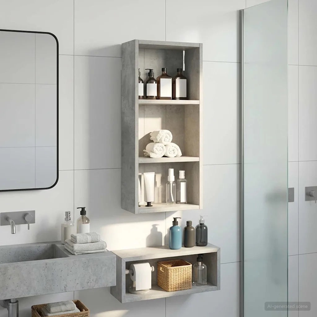 Armadio da bagno a muro Grigio Cemento 30 x 14 x 70 cm