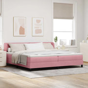 Letto a molle con materasso Rosa 200 x 200 cm Velluto 3340465