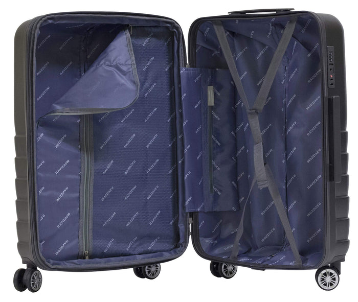 Set 2 Valigie Trolley Rigide in ABS 4 Ruote TSA Ravizzoni Titanio Grigie