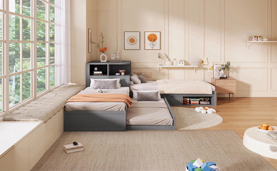 letto a piattaforma in pino grigio 90 x 200 cm