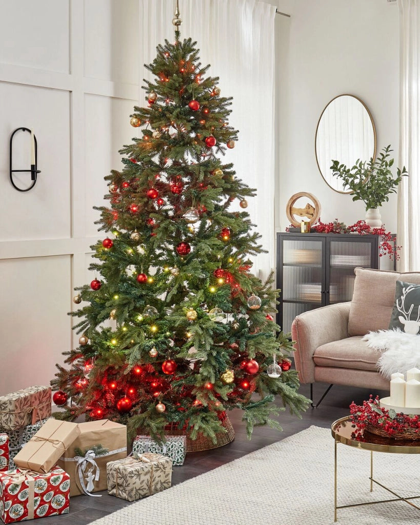 Albero di Natale Artificiale Verde Tradizionale Base Metallo PVC 180 cm stile classico tradizionale