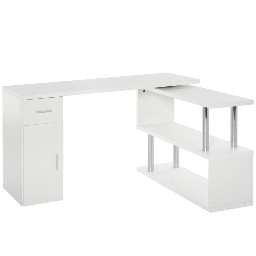 Scrivania da Ufficio ad Angolo Porta PC 114x120x74,6 cm in Legno  Bianca