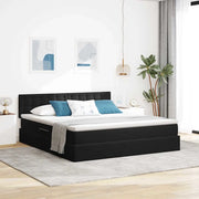 Letto con contenitore LED e materasso Nero 180 x 200 cm Velluto