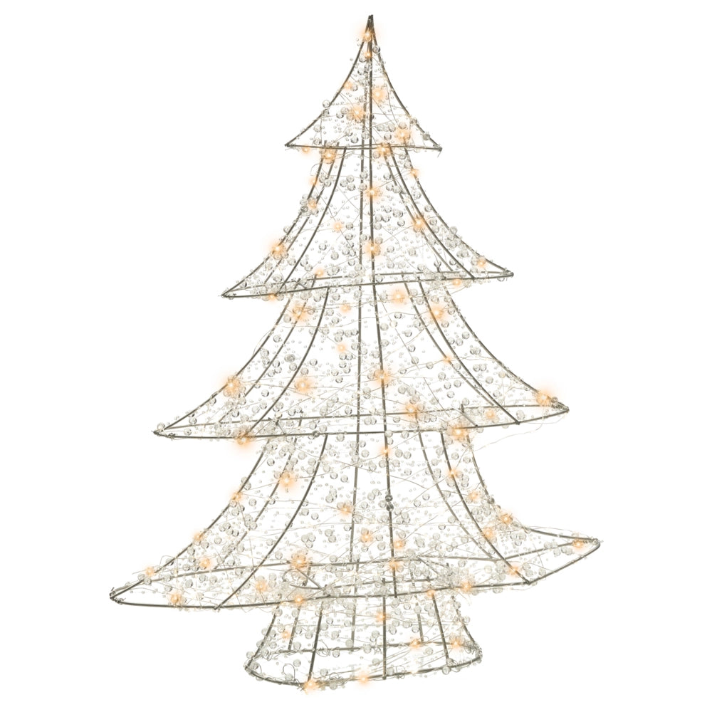Decorazione natalizia da esterno a LED Albero di Natale 60 cm Decorazione natalizia da giardino Illuminata Argento