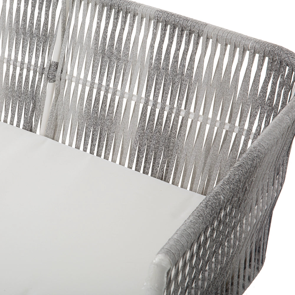Set conversazione da giardino in rattan sintetico bianco da esterno a 4 posti con cuscini per tavolini