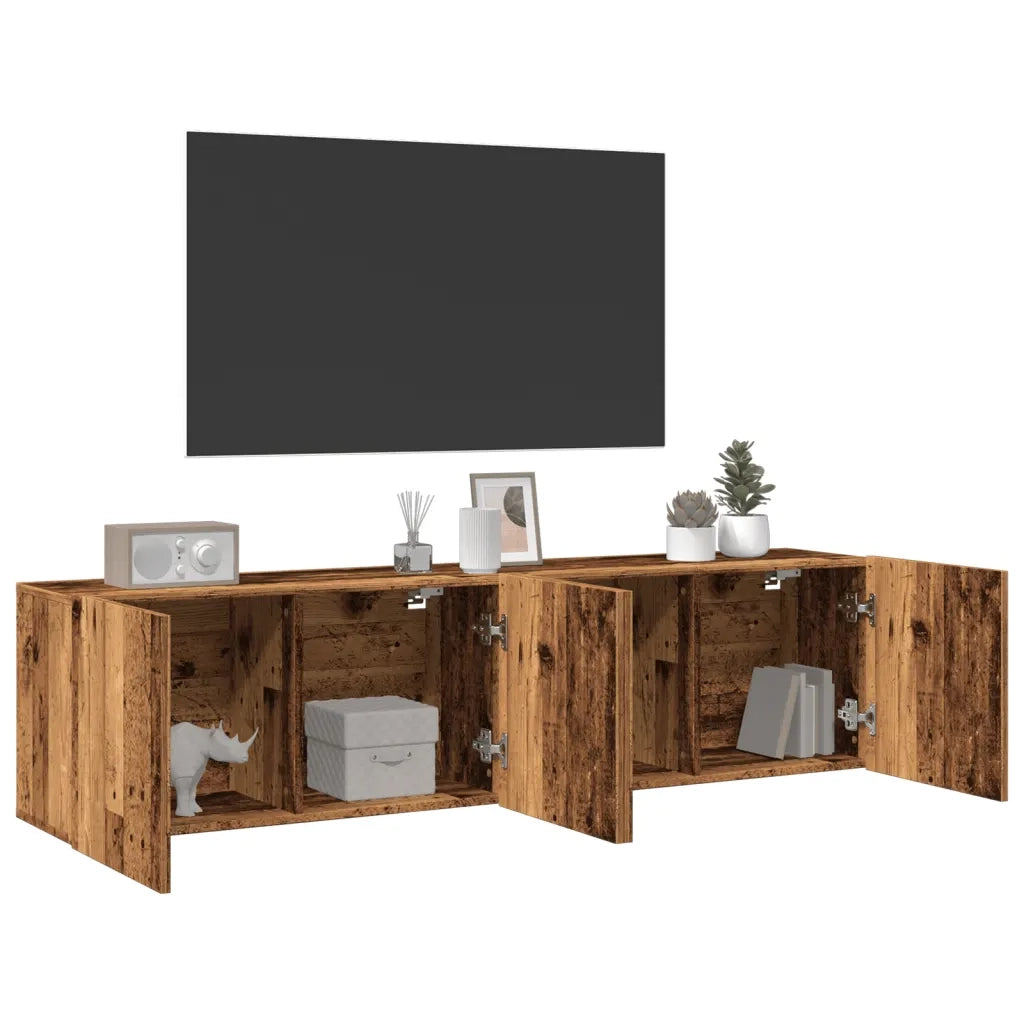 vidaXL Mobili TV a Parete 2pz Legno Antico 80x30x41 cm