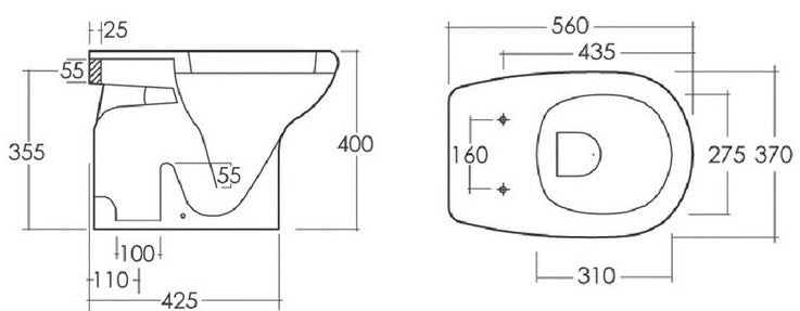 Sanitari scarico a pavimento Orient Rak Ceramics: WC, Bidet, Copriwater Bianco