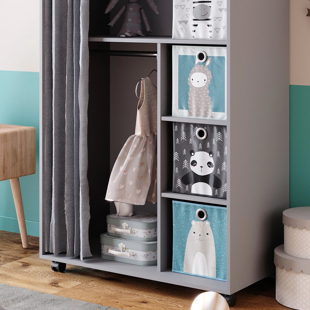 Vicco Armadio multifunzione Grigio 100 x 146.6 cm con box pieghevole