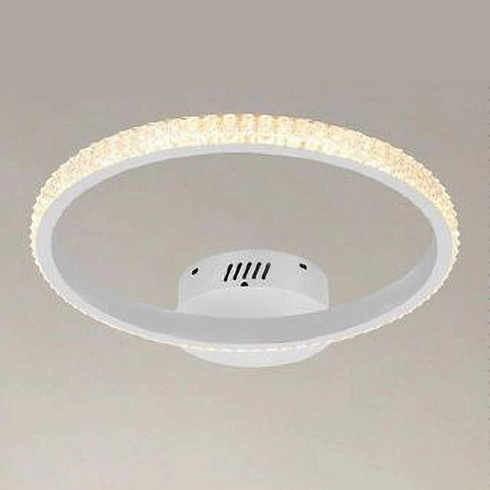 Trade Shop - Plafoniera Led 28w Bianco Cerchio Effetto Cristallo Luce Calda Naturale Fredda 31746 -