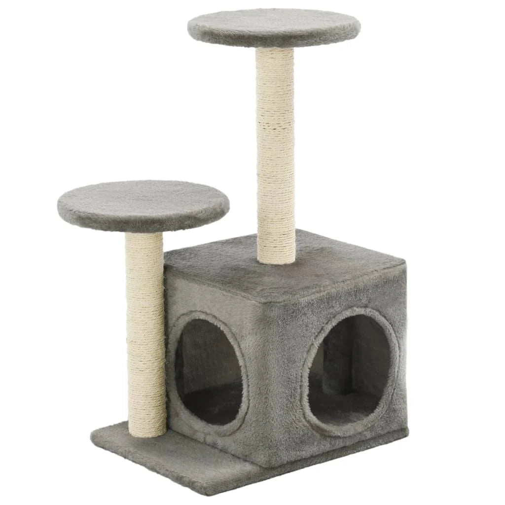Tiragraffi albero per gatti cuccia per gatti peluche in sisal 60 cm grigio 3702218