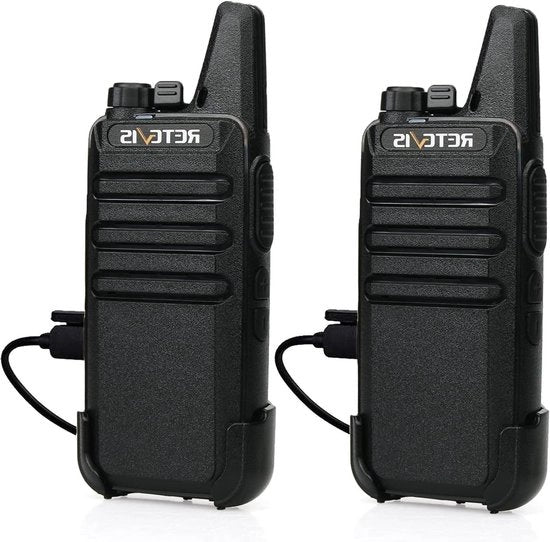 Radiotrasmettitore Professionale RT622 16 canali Radiotrasmettitore VOX Scanning Monitor con Cavo di Ricarica USB Nero - 1 Paio