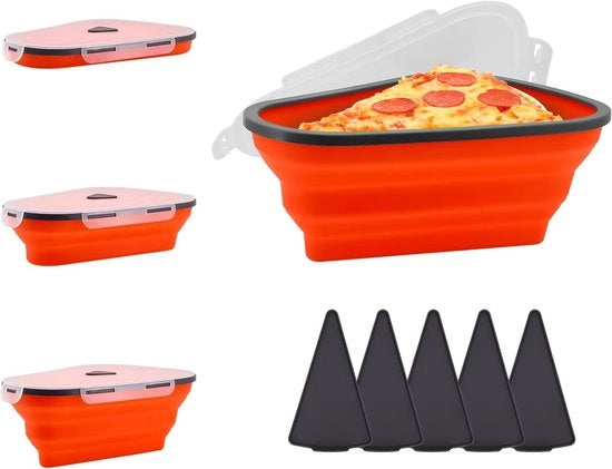 Contenitore di conservazione pizza pieghevole in silicone con coperchio - Soluzione di risparmio di spazio per la conservazione della pizza