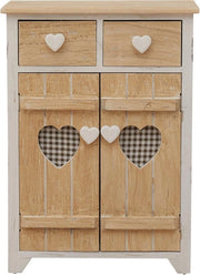 Cassettiera con 2 Porte e 2 Lavelle - Bianco e Beige - Mobiliario Multifunzionale per Camera e Bagno - 70 x 51 x 30 cm