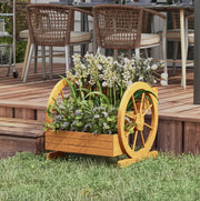 Fioriera a 3 livelli in legno di abete con ruote decorative