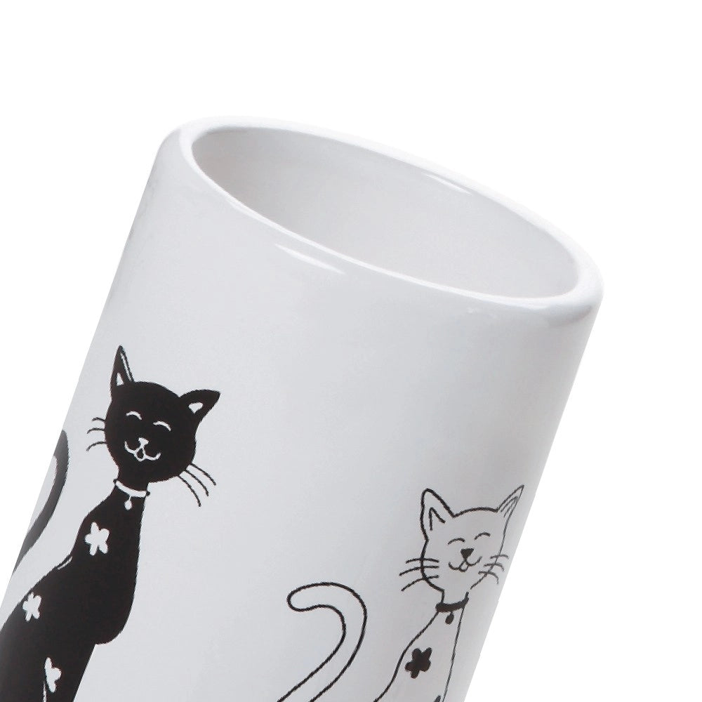 Bicchiere serie fibi in ceramica bianco decorato