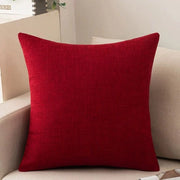 Pacchetto di 2 cuscini per divano, cuscini in cotone e lino accoglienti per divano, divano letto, salotto, casa, copri cuscino liscio (40*40cm) - Rosso scuro