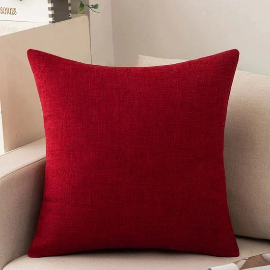 Pacchetto di 2 cuscini per divano, cuscini in cotone e lino accoglienti per divano, divano letto, salotto, casa, copri cuscino liscio (40*40cm) - Rosso scuro