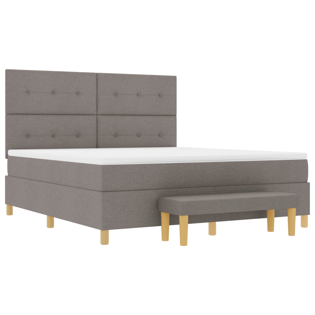 Letto a Molle con Materasso e Panchina Tortora 180x200 cm Tessuto