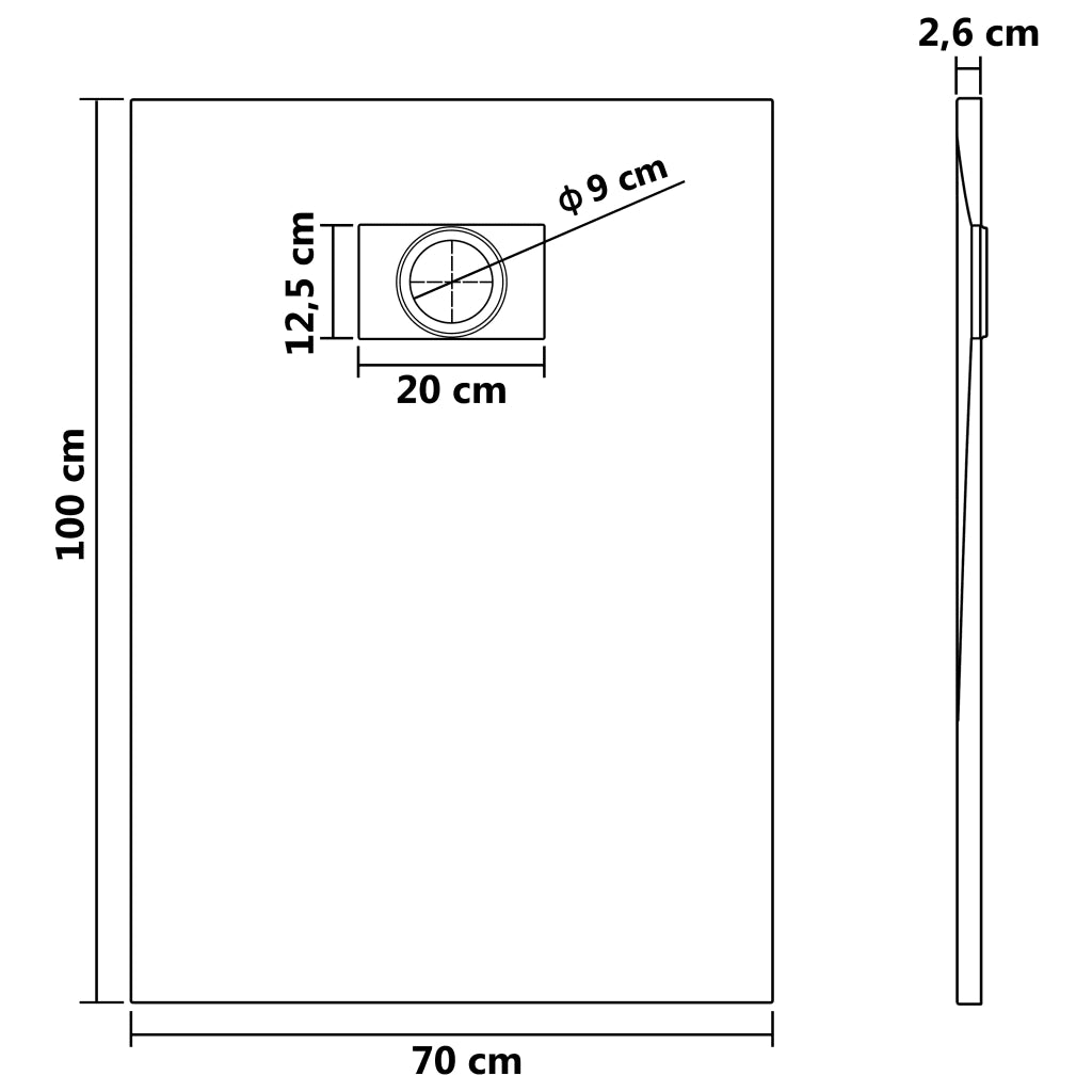 Piatto Doccia in SMC Nero 100x70 cm CFW3535247