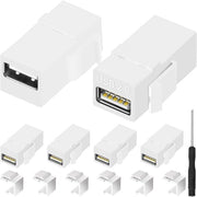Adattatore USB 2.0 a due femmina, iniettore jack Keystone, bianco