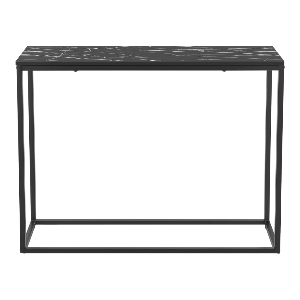 Tavolo a Consolle Kittilä con Telaio Rettangolare in Metallo 80 x 100 x 30 cm Effetto Marmo Nero / Nero [en.casa]