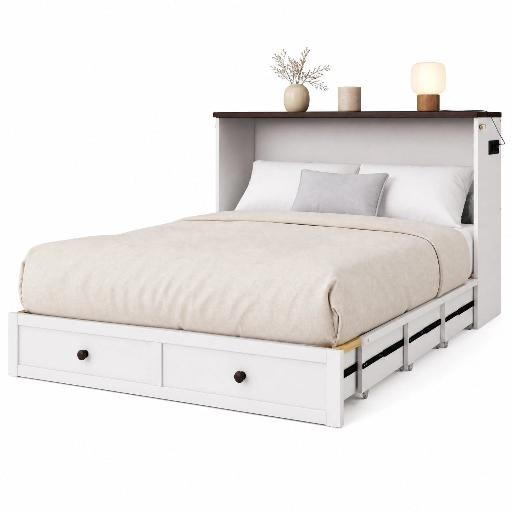 Letto matrimoniale trasformabile in armadio 140x200 cm bianco