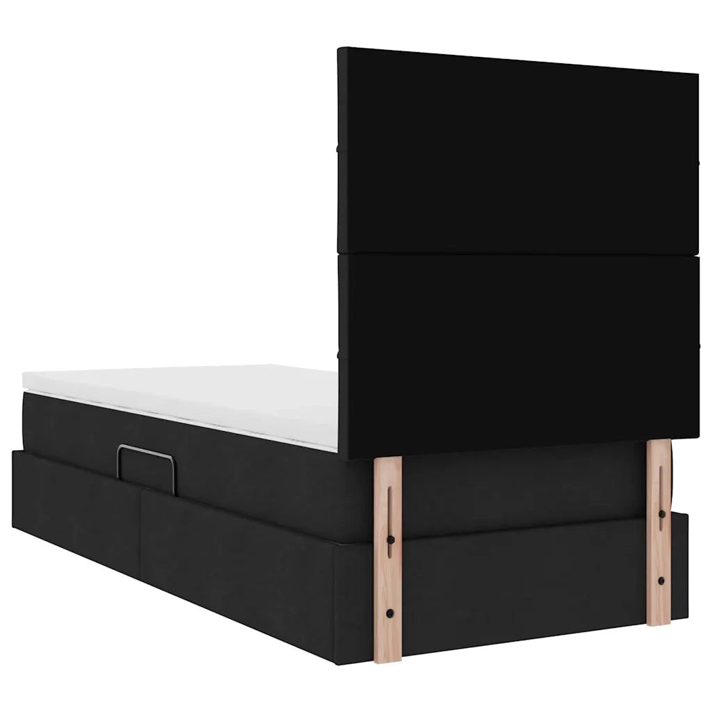 Letto con contenitore e LED con led Nero 90 x 200 cm Poliestere 3372392