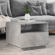 Tavolino da Soggiorno con Luci LED-Tavolino da Salotto-Tavolo Grigio Cemento 50x49x40 cm