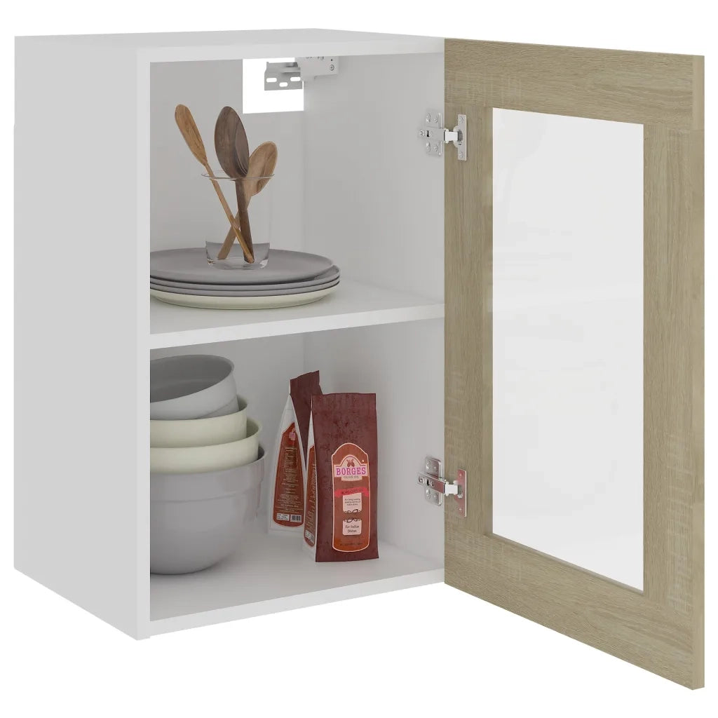 Mobile Pensile con Vetro “Lyon” Rovere Sonoma 40x31x60 cm 802508