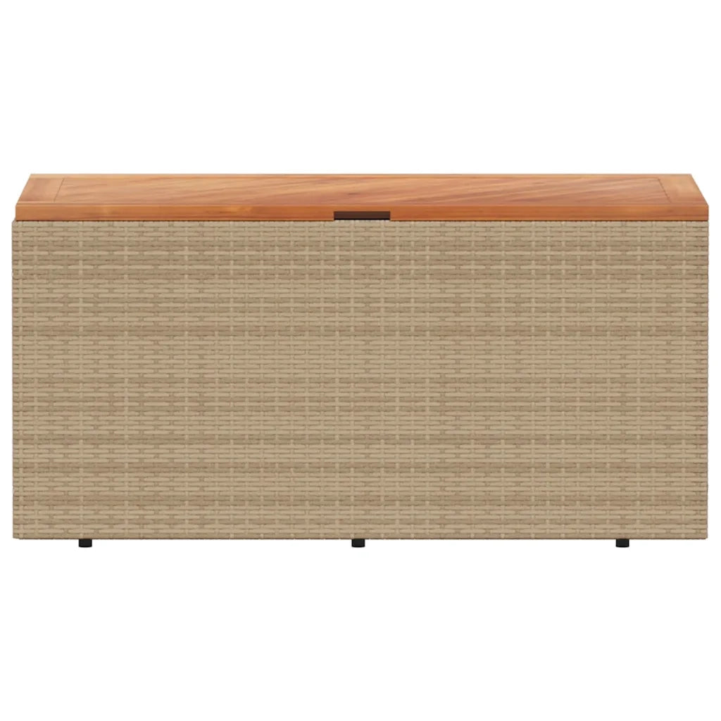 Contenitore da Giardino Beige 110x50x54 cm Polyrattan e Acacia 365957