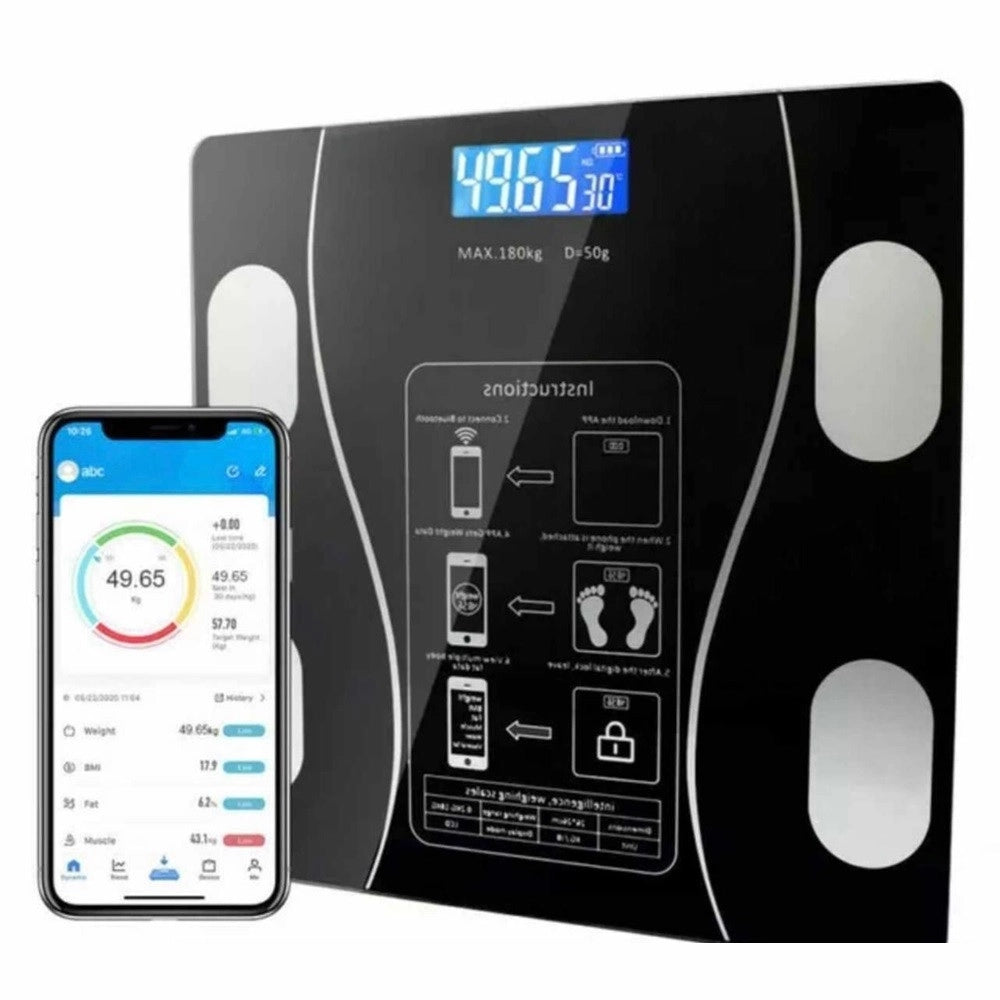 Trade Shop - Bilancia Pesapersone Professionale Nera Impedenziometrica Bluetooth Digitale Con App -