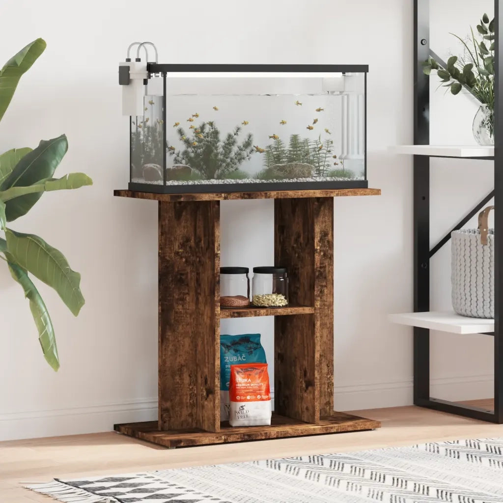 Supporto per acquario in rovere affumicato 60x30x60 cm in legno ingegnerizzato 833572