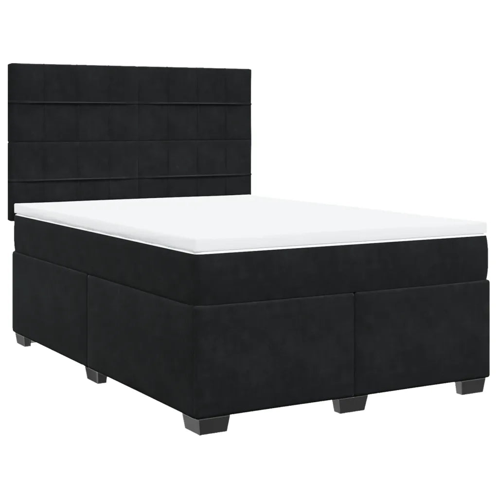 Giroletto a Molle con Materasso Nero 160x200 cm in Velluto 3293256