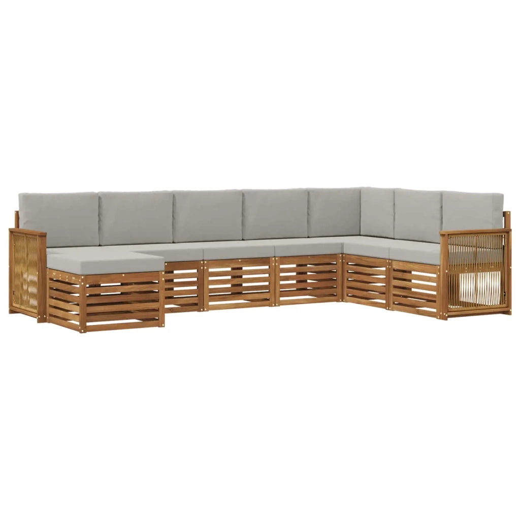 Set di divani da esterno 6 pz Naturale e Grigio Chiaro 3384717