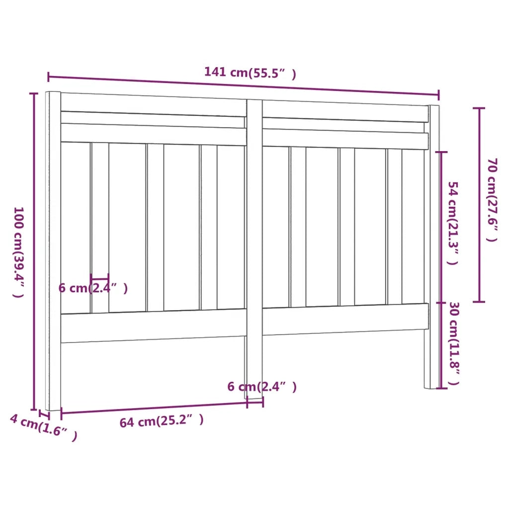 Testiera per Letto ambra 141x4x100 cm in Legno Massello di Pino 817788