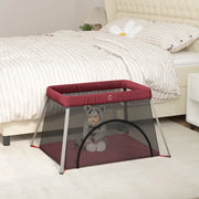 Box per Bambini con Materasso Rosso Tessuto di Lino cod mxl 70800