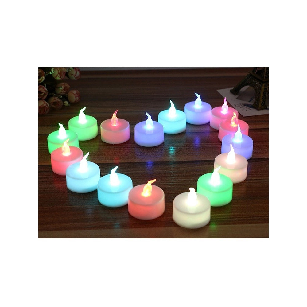 Trade Shop - Set Candele Candeline A Batteria Tea Light A Led Multicolore Rgb Effetto Fiamma -