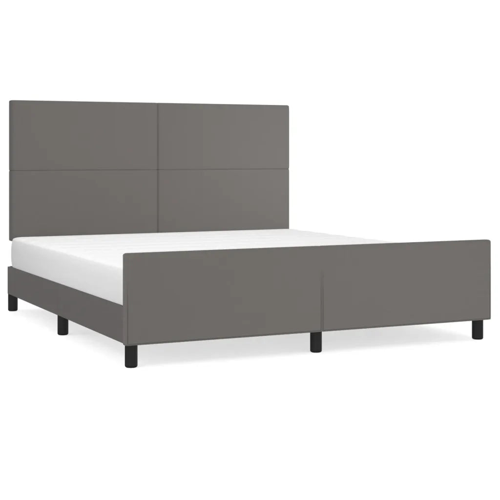 Giroletto con Testiera Grigio 160x200 cm in Similpelle 3125461