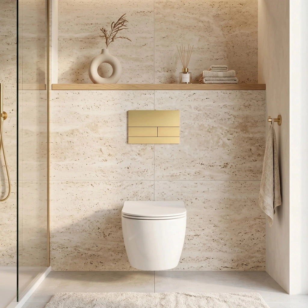 Set Telaio Da Incasso Per Wc Slim 024n Con Pulsante T Brush Gold