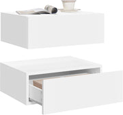 Set di 2 Comodini Sospeso con Cassetto, Comodino Galleggiante, 40x30x14 cm, Comodino a Parete Mensola da Letto, Mobili per Camera da Letto in Legno, Salvaspazio, Moderno, Bianco, NTS24ws-2