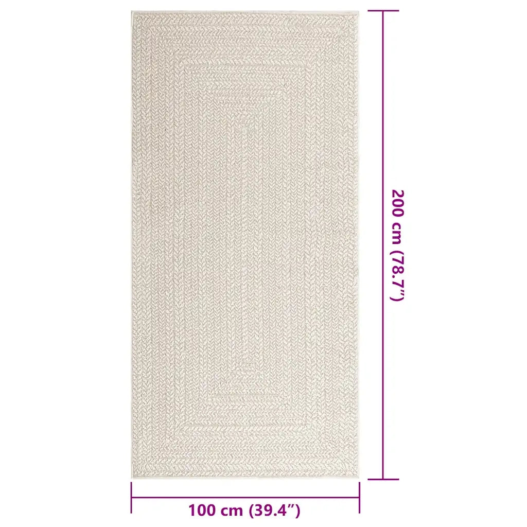 Tappeto ZIZUR Crema 100x200 cm Aspetto Iuta Interni ed Esterni 4010362