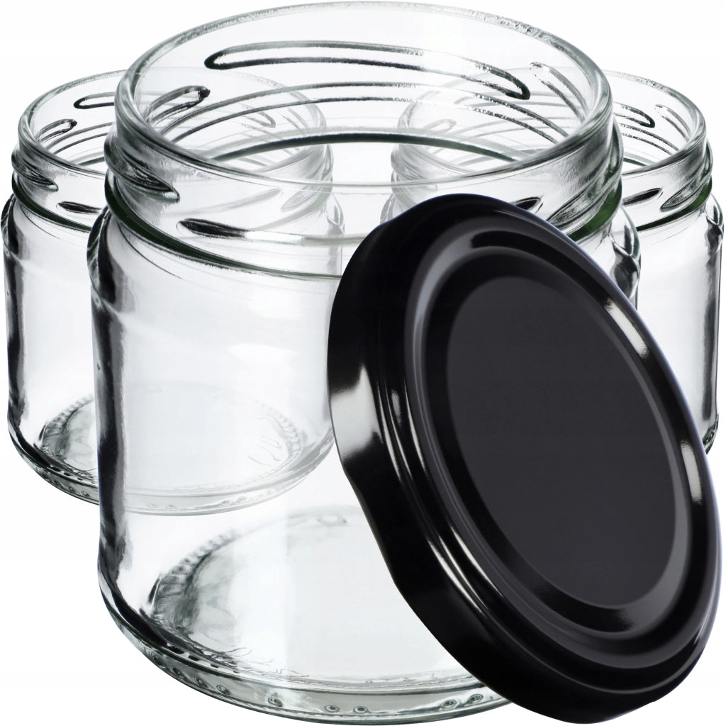 Barattoli per conserve KADAX Lerma 200 ml 10 pezzi 66 mm + coperchi neri