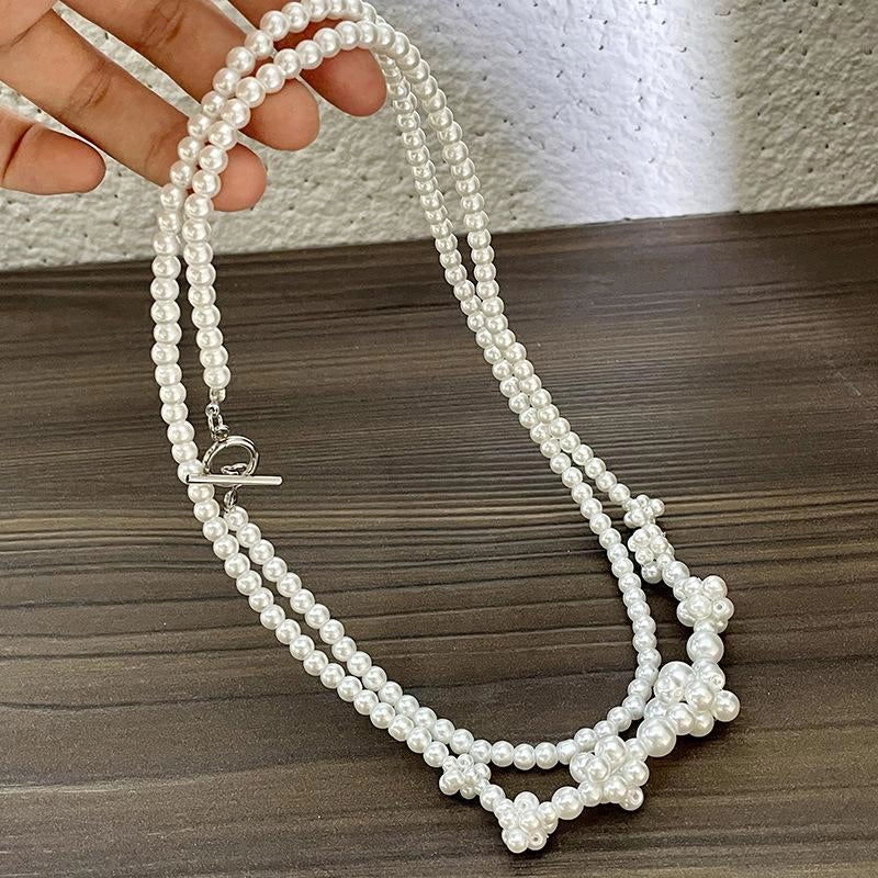 Collana vintage fatta a mano con perle e fiori, regalo di Natale o di compleanno.