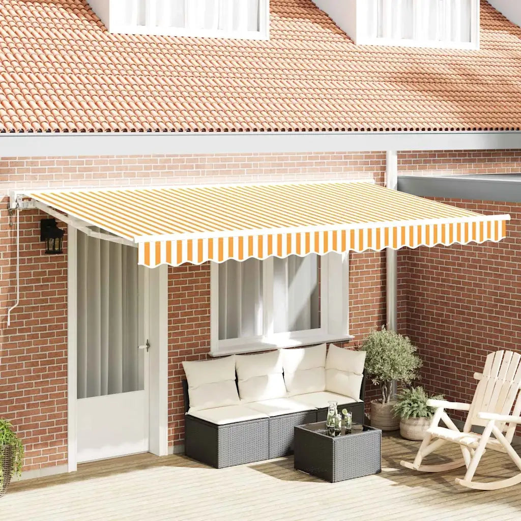 vidaXL Tenda Retrattile Giallo e Bianco 400x200 cm Tessuto