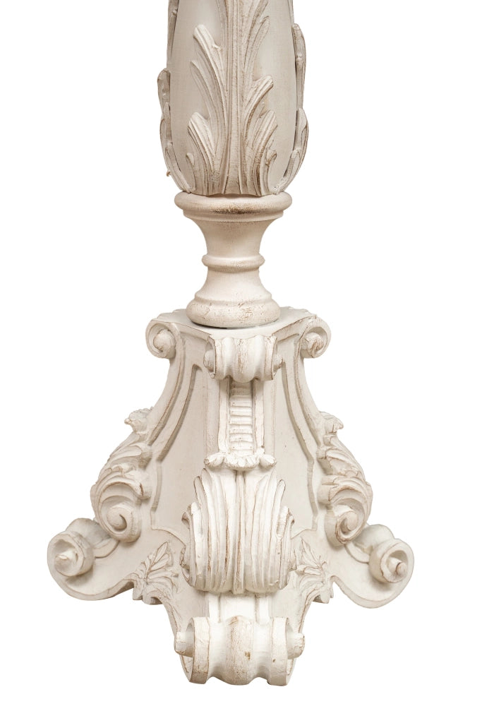 Biscottini CANDELIERE IN LEGNO FINITURA BIANCA ANTICATA MADE IN ITALY dimensioni lunghezza
