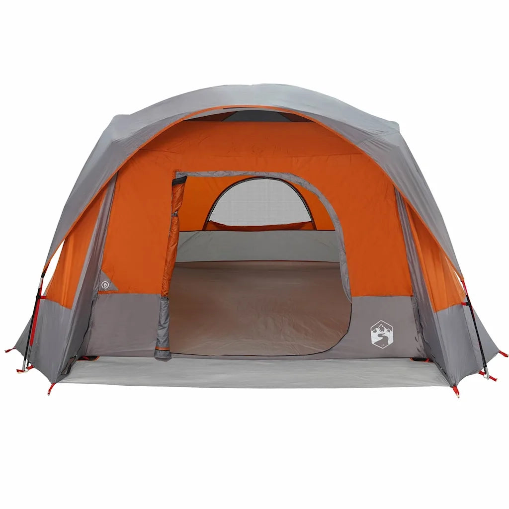 Tenda Familiare Cabina 6 Persone-Tenda da campeggio Grigia Arancione Impermeabile 852798