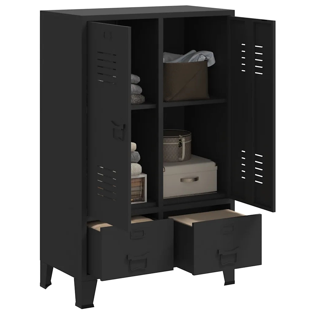 Armadio in Metallo in Stile Industriale 67x35x107 cm Nero CFW8201928