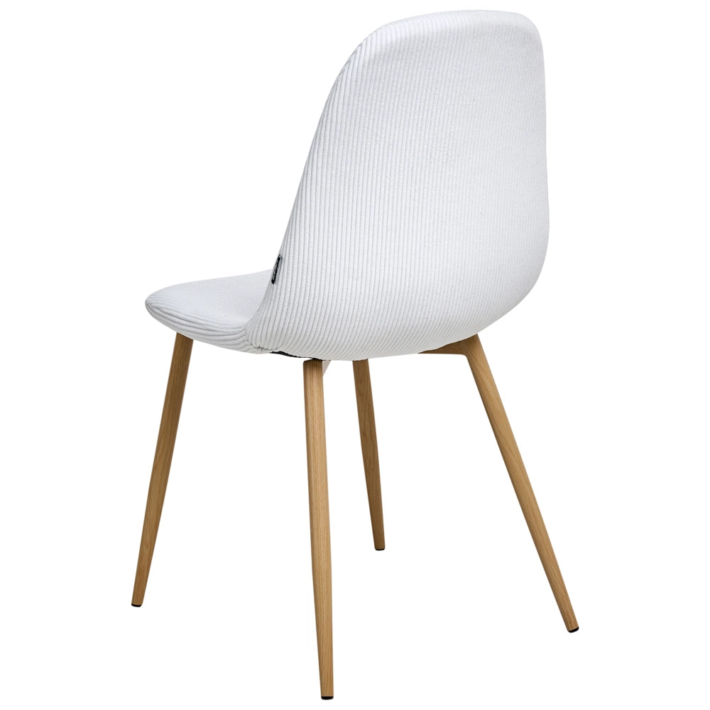 Set di 2 sedie da pranzo Struttura in tessuto bianco Seduta in velluto a coste Design moderno senza braccioli